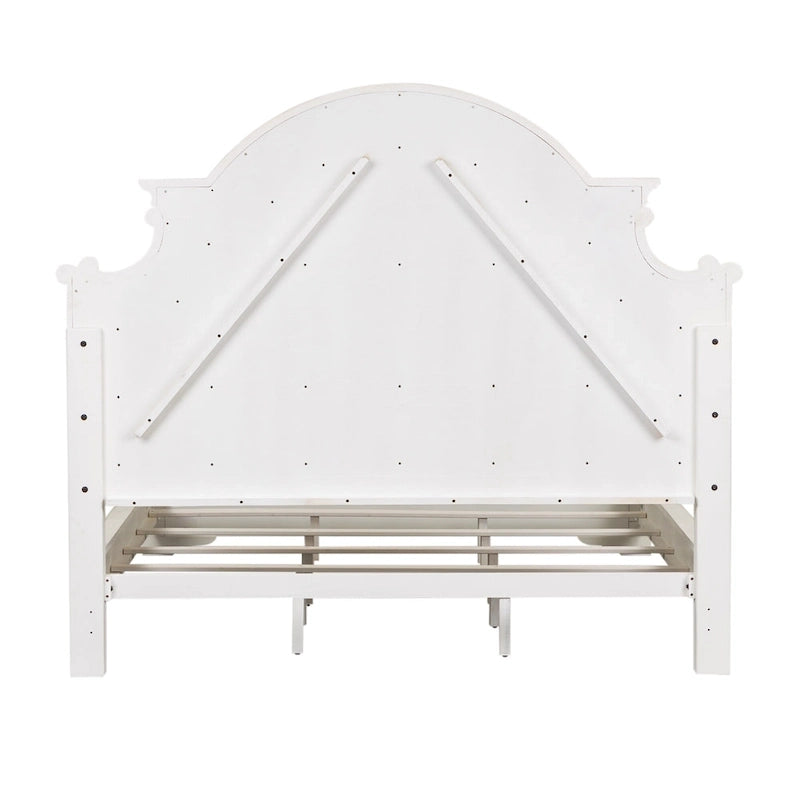 Antique White Upholstered Panel Bed with Tufted Chenille - Multiple Sizes