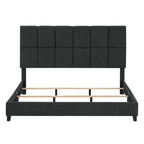 Bridgevine Home Tall Granite Dark Grey Square Headboard Upholstered Platform Bed