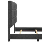 Bridgevine Home Tall Granite Dark Grey Square Headboard Upholstered Platform Bed