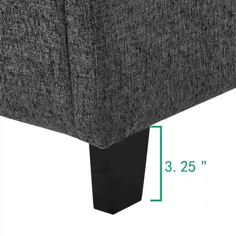 Bridgevine Home Tall Granite Dark Grey Square Headboard Upholstered Platform Bed