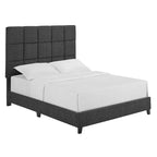 Bridgevine Home Tall Granite Dark Grey Square Headboard Upholstered Platform Bed