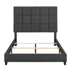 Bridgevine Home Tall Granite Dark Grey Square Headboard Upholstered Platform Bed
