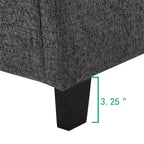 Bridgevine Home Tall Granite Dark Grey Square Headboard Upholstered Platform Bed