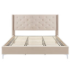Morden Fort King Size Velvet Upholstered Platform Bed Frame with 6 inches Metal Legs