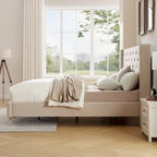 Morden Fort King Size Velvet Upholstered Platform Bed Frame with 6 inches Metal Legs