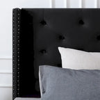 Morden Fort King Size Velvet Upholstered Platform Bed Frame with 6 inches Metal Legs