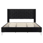 Morden Fort King Size Velvet Upholstered Platform Bed Frame with 6 inches Metal Legs