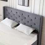 Morden Fort King Size Velvet Upholstered Platform Bed Frame with 6 inches Metal Legs