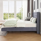Morden Fort King Size Velvet Upholstered Platform Bed Frame with 6 inches Metal Legs