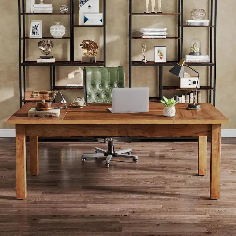 Wood Finish Executive Desk - 71 Inch - For 1-2 People