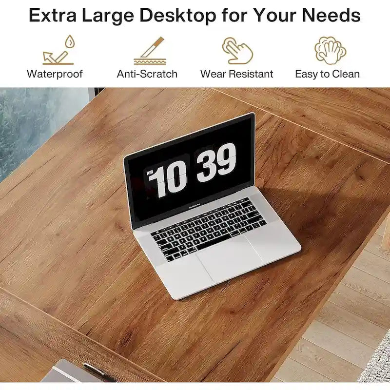 Wood Finish Executive Desk - 71 Inch - For 1-2 People