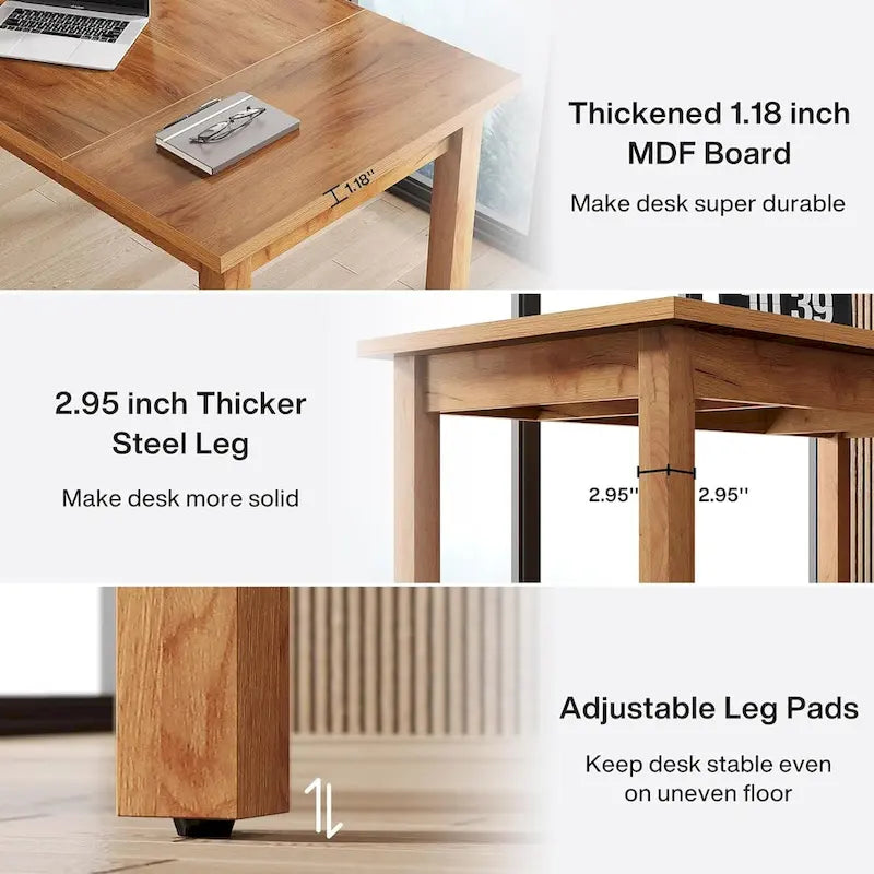 Wood Finish Executive Desk - 71 Inch - For 1-2 People