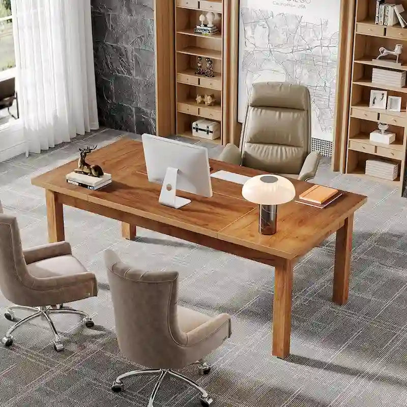 Wood Finish Executive Desk - 71 Inch - For 1-2 People