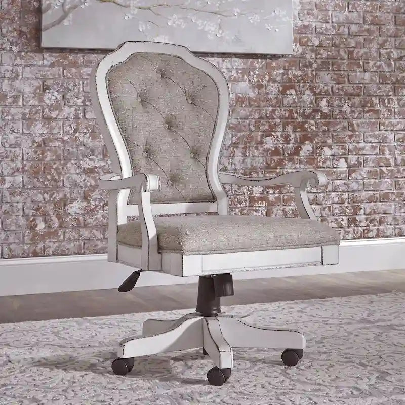 Magnolia Manor Antique White Weathered Bark Jr Executive Desk Chair
