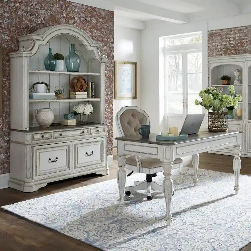 Magnolia Manor Antique White Weathered Bark Jr Executive Desk Chair
