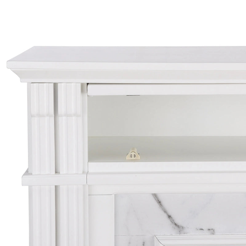 SEI Furniture Occom Electric Fireplace with Faux Marble Mantel with Media Storage
