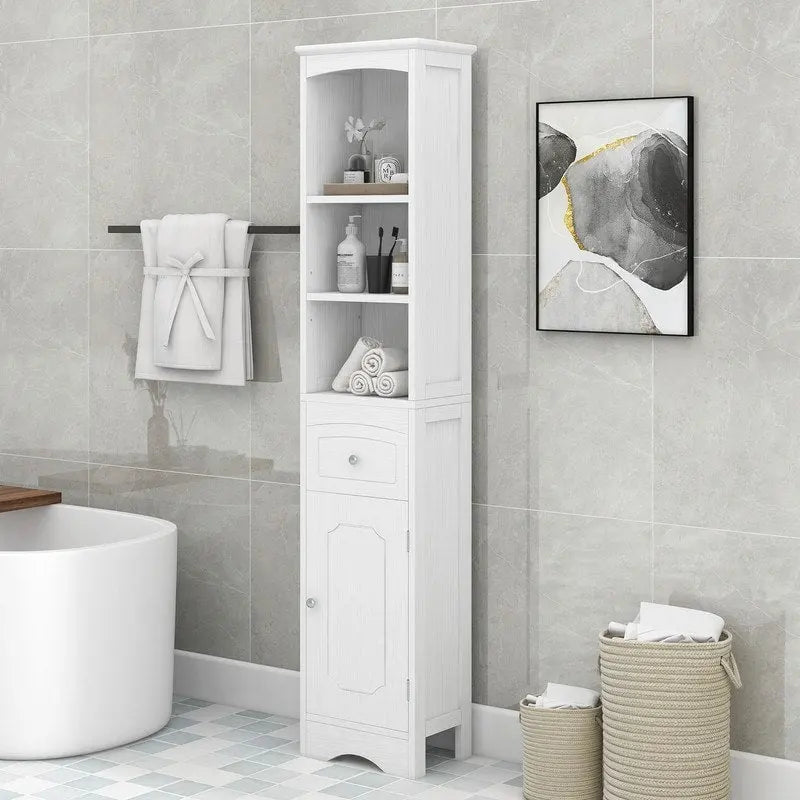 72 Bathroom Tall Cabinet with Drawer and 5 Adjustable Shelves