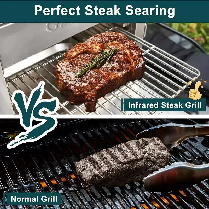 GASPRO Multi-Tasking Propane Infrared Steak Grill, XL Steakhouse & Cast-Iron Griddle 2-in-1 Outdoor Cooking Master | 125 in Extra Large Cooking Area