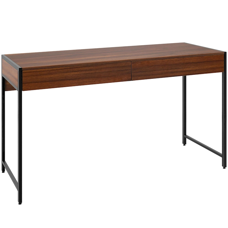 Writing Desk with 2 Drawers - Engineered Wood and Steel - 44 Inch