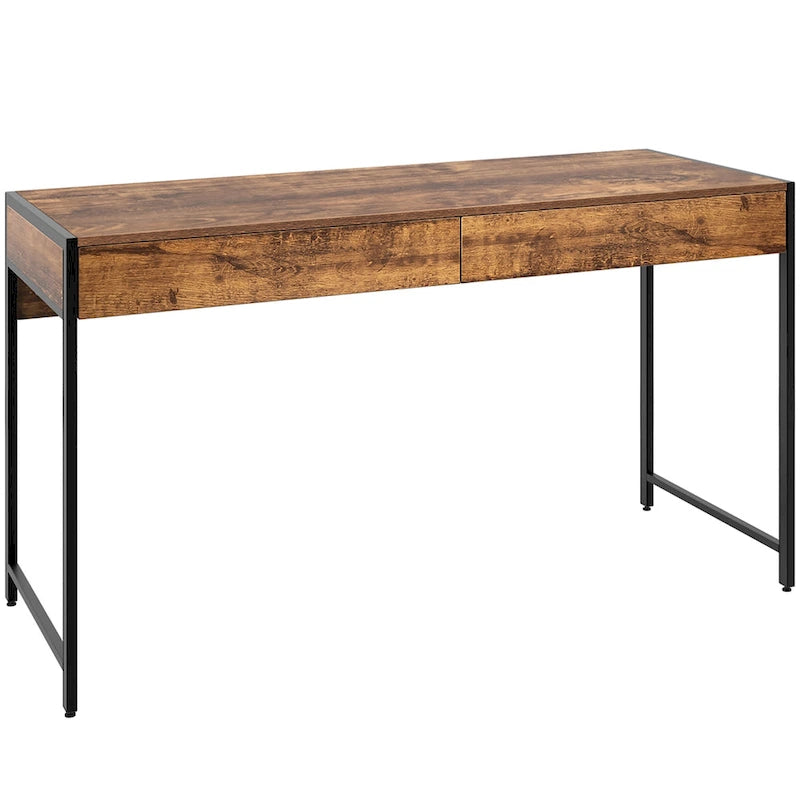 Writing Desk with 2 Drawers - Engineered Wood and Steel - 44 Inch