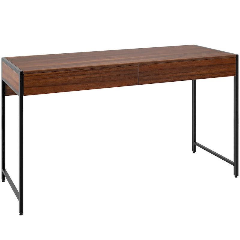Writing Desk with 2 Drawers - Engineered Wood and Steel - 44 Inch