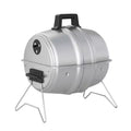 Americana Grills Keg A Que Charcoal BBQ Grill, Portable Outdoor Barbecue with Durable Powder Coated Hood, 186 Square Inch Cooking Area, Silver