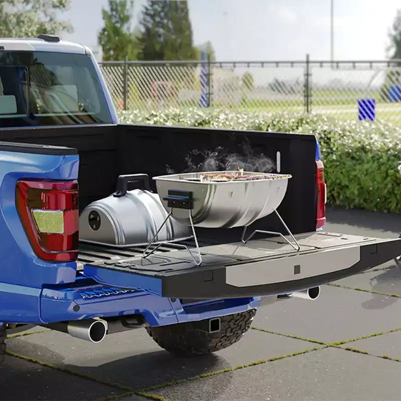 Barbecue au charbon de bois Americana Grills Keg A Que, barbecue portable d'extérieur avec couvercle durable revêtu par poudre, surface de cuisson de 186 pouces carrés, argent