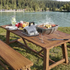 Barbecue au charbon de bois Americana Grills Keg A Que, barbecue portable d'extérieur avec couvercle durable revêtu par poudre, surface de cuisson de 186 pouces carrés, argent