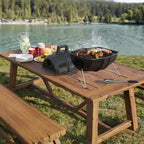 Barbecue au charbon de bois Americana Grills Keg A Que, barbecue extérieur portable avec couvercle et cuve durables recouverts de poudre, surface de cuisson de 186 pouces carrés, noir
