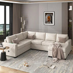 Canapé-lit d'angle U_Style avec lit gigogne et fauteuil, interfaces USB et Type-C, convient pour le salon, le bureau,