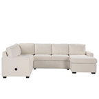 Canapé-lit d'angle U_Style avec lit gigogne et fauteuil, interfaces USB et Type-C, convient pour le salon, le bureau,