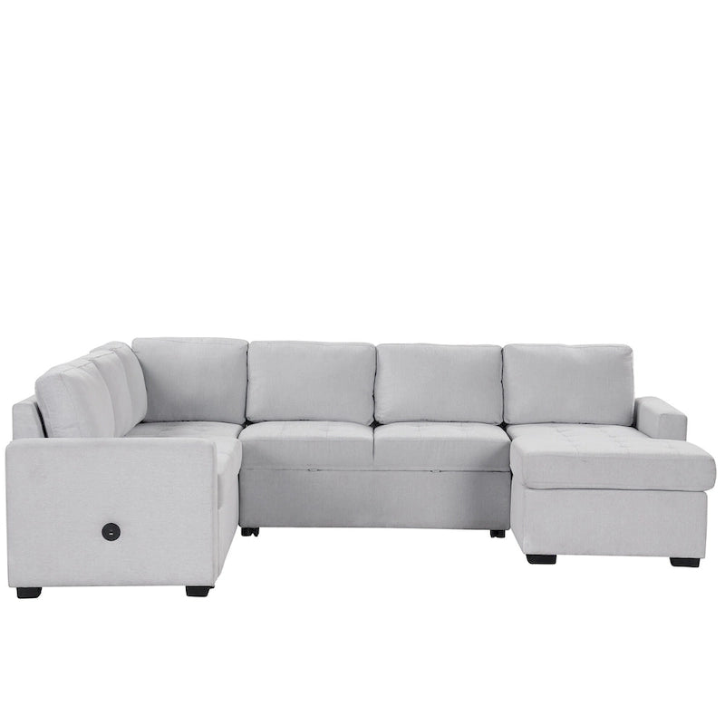 Canapé-lit d'angle U_Style avec lit gigogne et fauteuil, interfaces USB et Type-C, convient pour le salon, le bureau,