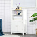 Meuble de Rangement de Salle de Bain Blanc avec Deux Portes et 2 Étagères Réglables - MDF