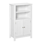 Meuble de Rangement de Salle de Bain Blanc avec Deux Portes et 2 Étagères Réglables - MDF