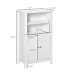Meuble de Rangement de Salle de Bain Blanc avec Deux Portes et 2 Étagères Réglables - MDF