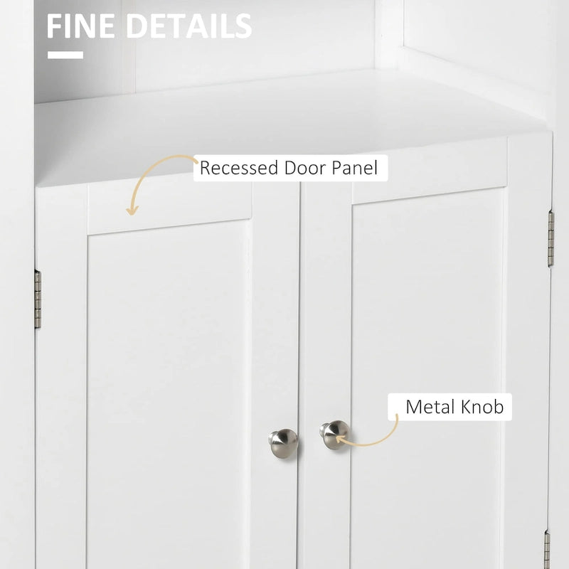 Meuble de Rangement de Salle de Bain Blanc avec Deux Portes et 2 Étagères Réglables - MDF