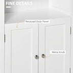 Meuble de Rangement de Salle de Bain Blanc avec Deux Portes et 2 Étagères Réglables - MDF