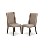 Ensemble de salle à manger East West Furniture – une table de cuisine et des chaises en tissu de lin kaki foncé, Distressed Jacobean (Option pièces)
