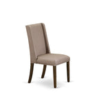 Ensemble de salle à manger East West Furniture – une table de cuisine et des chaises en tissu de lin kaki foncé, Distressed Jacobean (Option pièces)