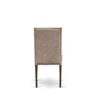 Ensemble de salle à manger East West Furniture – une table de cuisine et des chaises en tissu de lin kaki foncé, Distressed Jacobean (Option pièces)