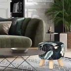 Adeco Modern Round Ottoman Foot Rest Footstool Velvet Fabric Padded