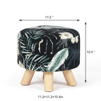 Adeco Modern Round Ottoman Foot Rest Footstool Velvet Fabric Padded