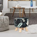Adeco Modern Round Ottoman Foot Rest Footstool Velvet Fabric Padded