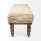 Alder II Cream Upholstered Seat w/ Wood Base Accent Bench - 55W x 16D x 18H