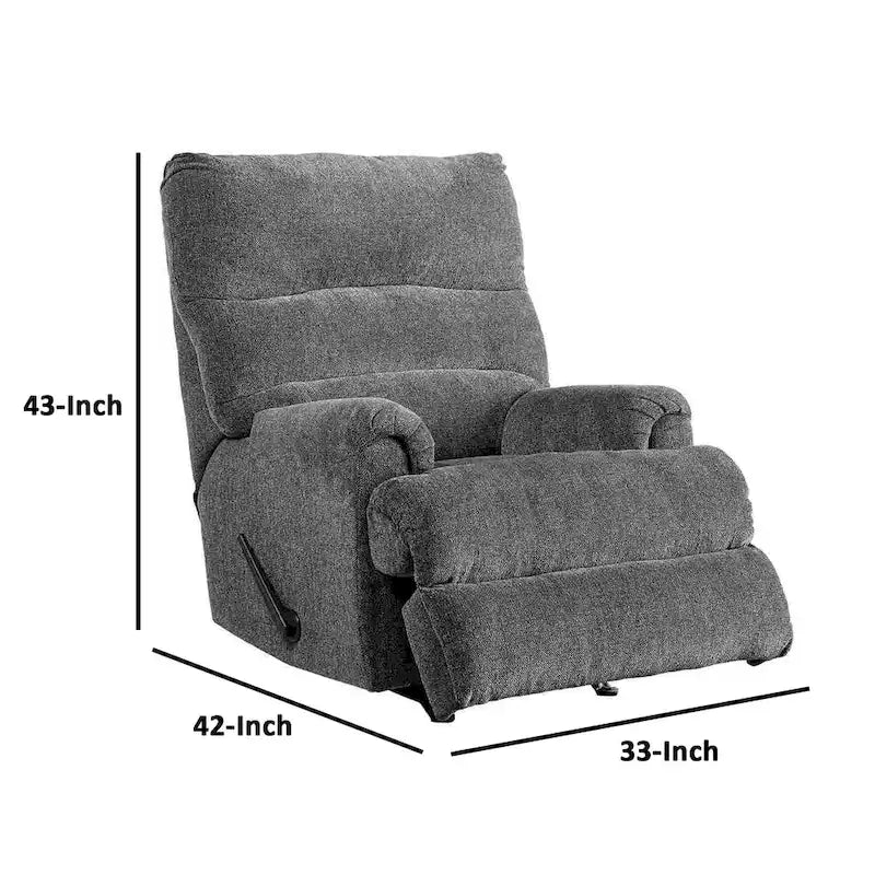Fauteuil inclinable manuel à bascule en tissu avec levier, gris