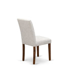 East West Furniture Ensemble de salle à manger – Une table de cuisine en bois et 4 chaises de salle à manger en tissu de lin Doeskin, Naturel (Options de pièces)