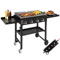 4-Burner Flat Top Gas Griddle Cooking Station Foldable Portable Propane with Side Shelves 702 Sq In