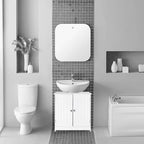 Meuble bas de salle de bain blanc sous évier avec portes à lattes – MDF