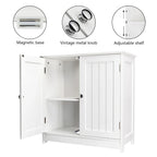 Meuble bas de salle de bain blanc sous évier avec portes à lattes – MDF