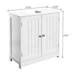 Meuble bas de salle de bain blanc sous évier avec portes à lattes – MDF